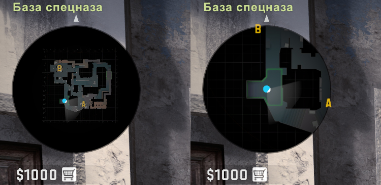 Изменения размера видимой части радара