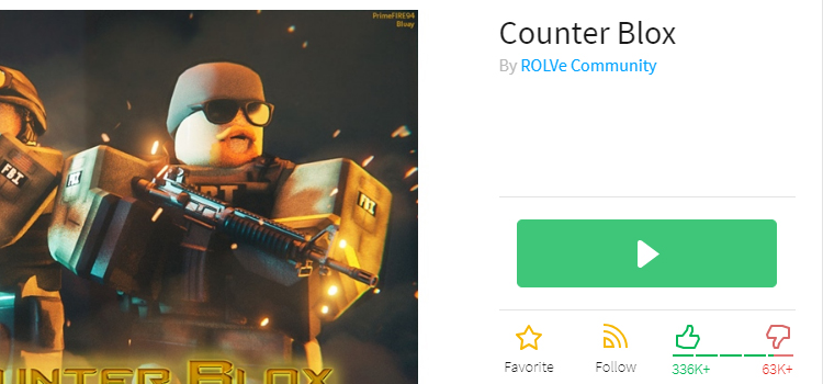 Нажать на кнопку Play под игрой Counter Blox