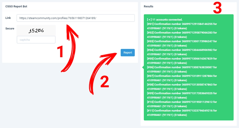 Репорт боты от Vedbex